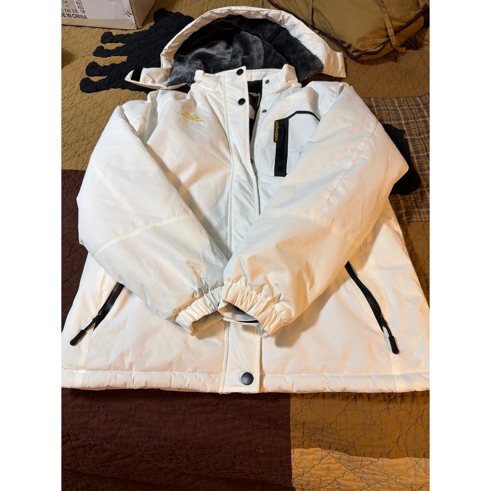 Outdoor Jacket Oscillator Series White Waterproof Ski Parka Fleece Lined Mens M